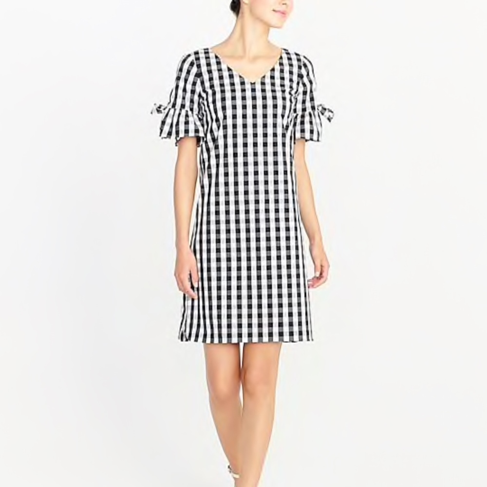 J. Crew Women's Gingham Short Sleeve Tie Dress